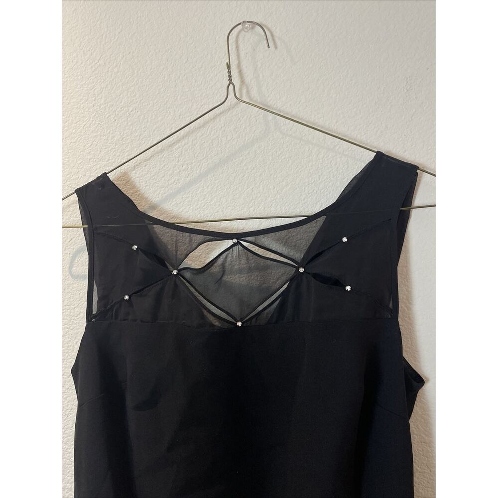 Evan Picone Black Sleeveless Rhinestone Cocktail Dress Size 8 - Picture 2 of 4